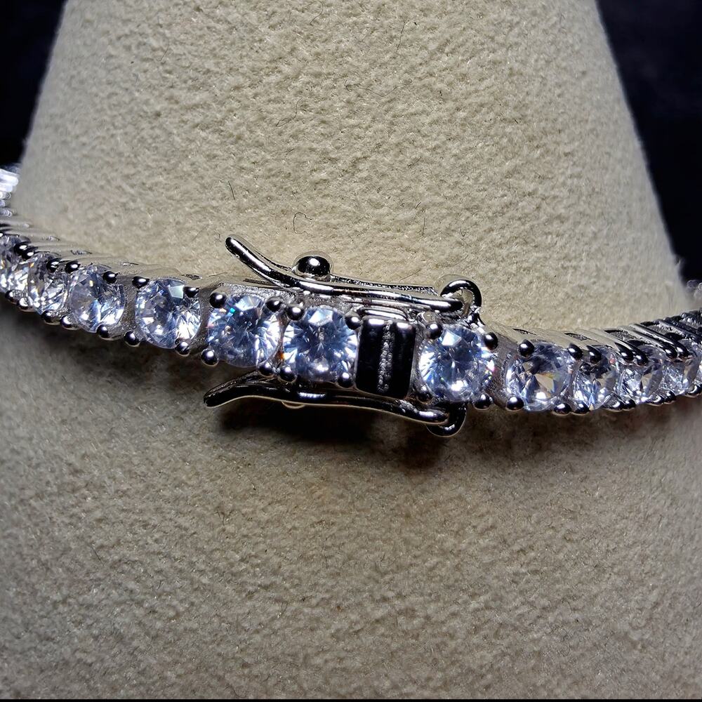 925 Sterling Silver 3.4mm CZ Tennis Bracelet - 7 Inches w/Box Lock - Picture 3 of 10